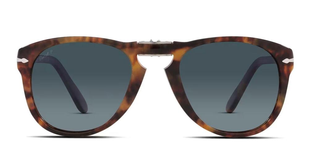 NEW PERSOL unisex steve mcqueen pilot polarized sunglasses in caffe/ light blueg